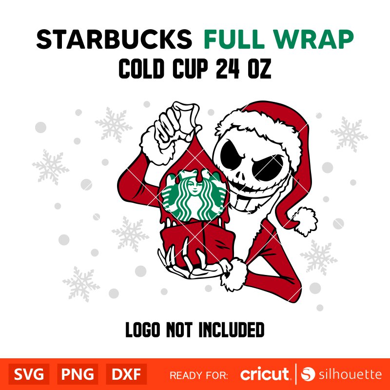 Spooky Christmas Jack Full Wrap Svg, Starbucks Svg, Coffee Ring Svg, Cold Cup Svg, Cricut, Silhouette Vector Cut File