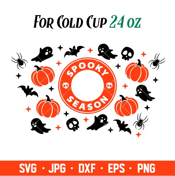 Spooky Season Full Wrap, Starbucks Svg, Coffee Ring Svg, Cold Cup Svg, Cricut, Silhouette Vector Cut File