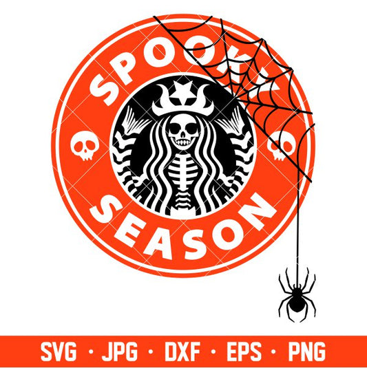 Spooky Season Svg, Halloween Svg, Starbucks Coffee ring Svg, Witch Svg, Cricut, Silhouette Cut File
