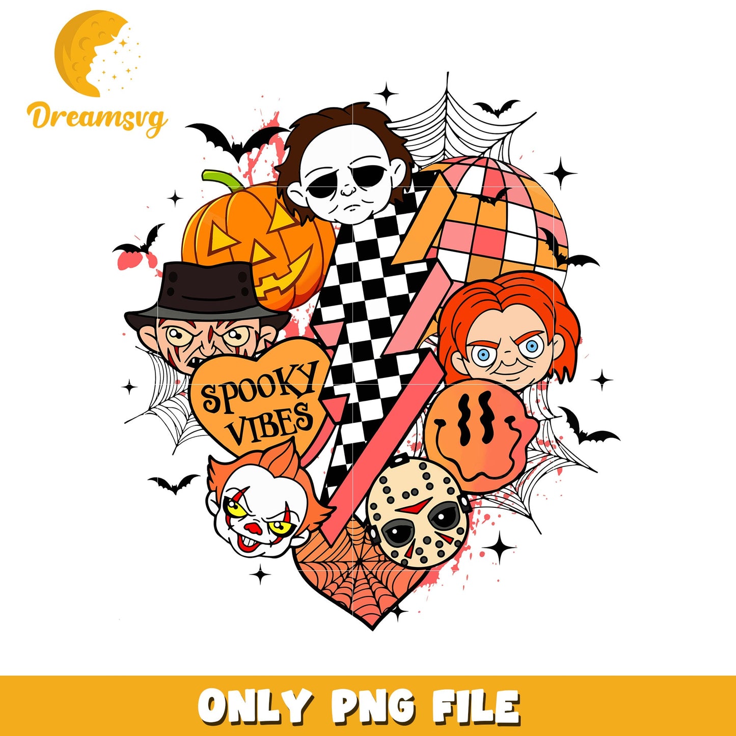 Spooky vibes png, halloween town png, happy design png