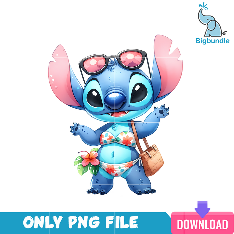 Vacation Girl Stitch PNG