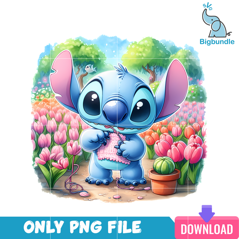 Stitch And Tulips PNG