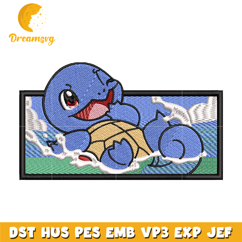 Squirtle embroidery design, Pokemon embroidery