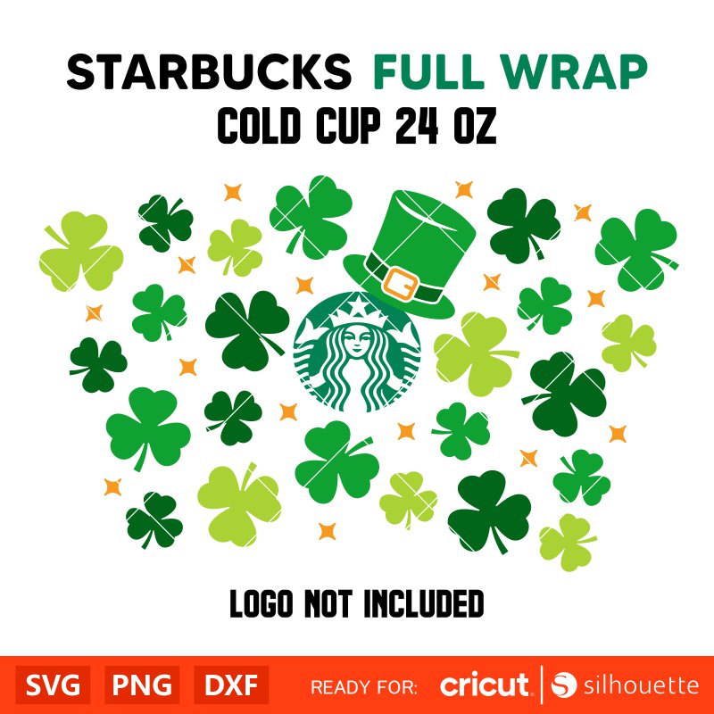 St. Patrick’s Day Shamrock Full Wrap Svg, Starbucks Svg, Coffee Ring Svg, Cold Cup Svg, Cricut, Silhouette Vector Cut File