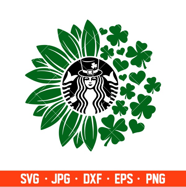 St. Patrick’s Day Sunflower Starbucks Svg, St. Patrick’s Day Svg, Lucky Svg, Irish Svg, Clover Svg, Cricut, Silhouette Vector Cut File