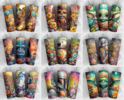 Star Wars 20oz Skinny Tumbler Sublimation PNG, Instant Download