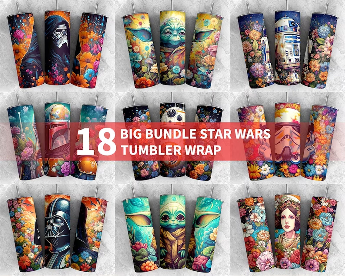 Star Wars 20oz Skinny Tumbler Sublimation PNG, Instant Download