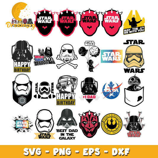 Happy birthday star wars bundle svg, star wars movies svg