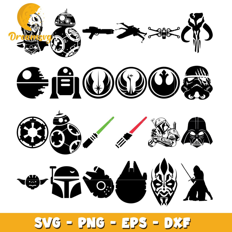 Stamping plates star wars bundle svg, original star wars movies svg