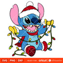 Stitch Christmas Lights Svg, Christmas Stitch Svg, Lilo &amp; Stitch Svg, Disney&nbsp;Svg, Cricut, Silhouette Vector Cut File