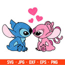 Stitch and Angel Love Svg, Stitch and Angel Valentine’s Day Svg