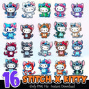 Stitch x Kitty PNG Bundle Sublimation Instant Download