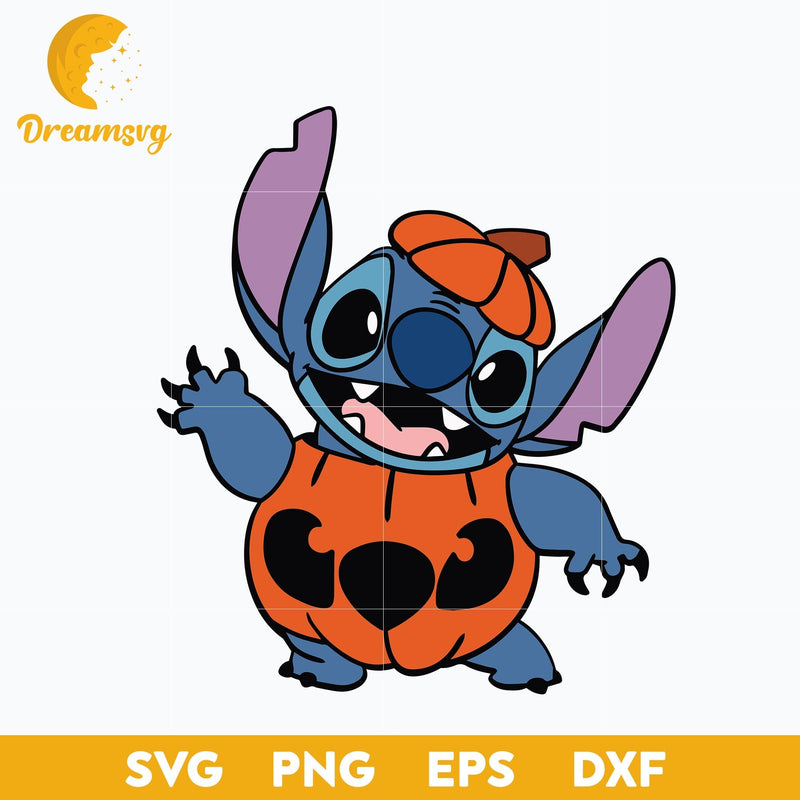 Stitch Pumpkin Halloween SVG, Stitch Halloween SVG, Stitch SVG, Halloween SVG, PNG, DXF, EPS Digital File,