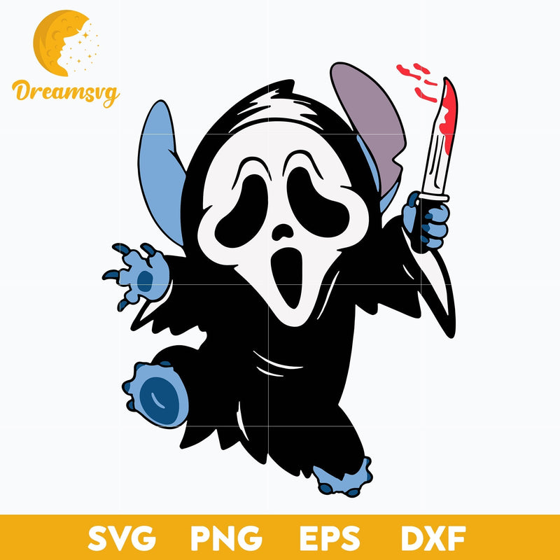 Stitch Ghost Face Scream Halloween svg, Halloween svg, png, dxf, eps digital file.