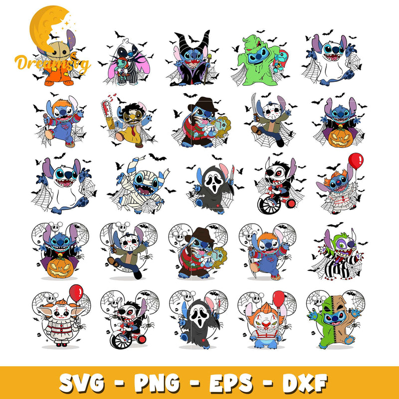 Stitch Horror characters bundle svg, disney halloween svg