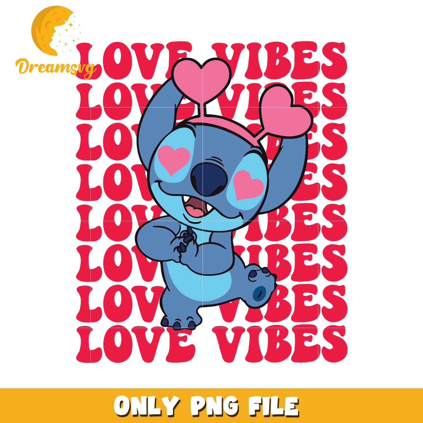 Stitch Love Vibes PNG