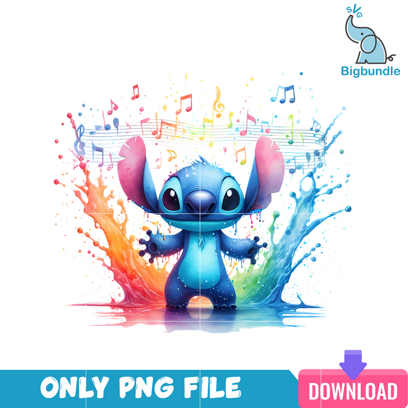 Stitch Music Colorful PNG