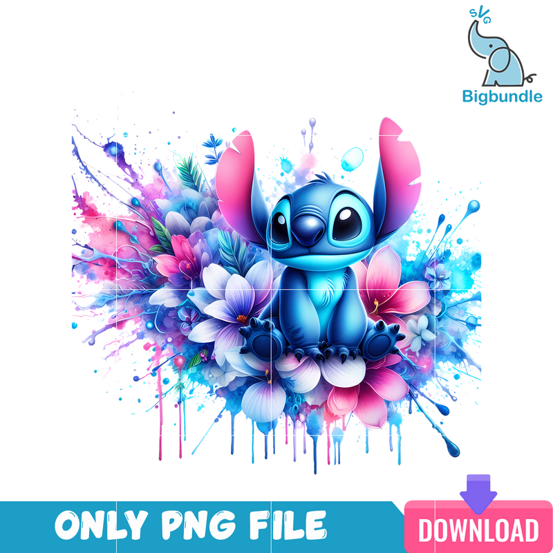 Stitch Flower Splash Art PNG