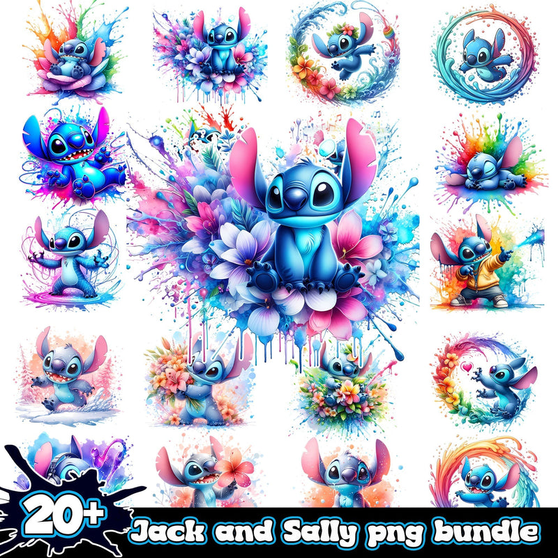 Stitch Splash and watercolor bundle png