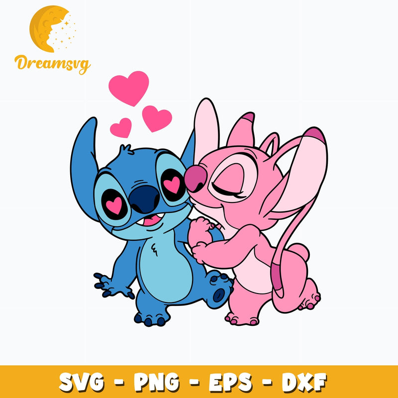 Stitch couple valentine Svg