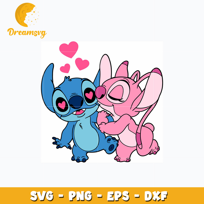 Stitch couple valentine day svg