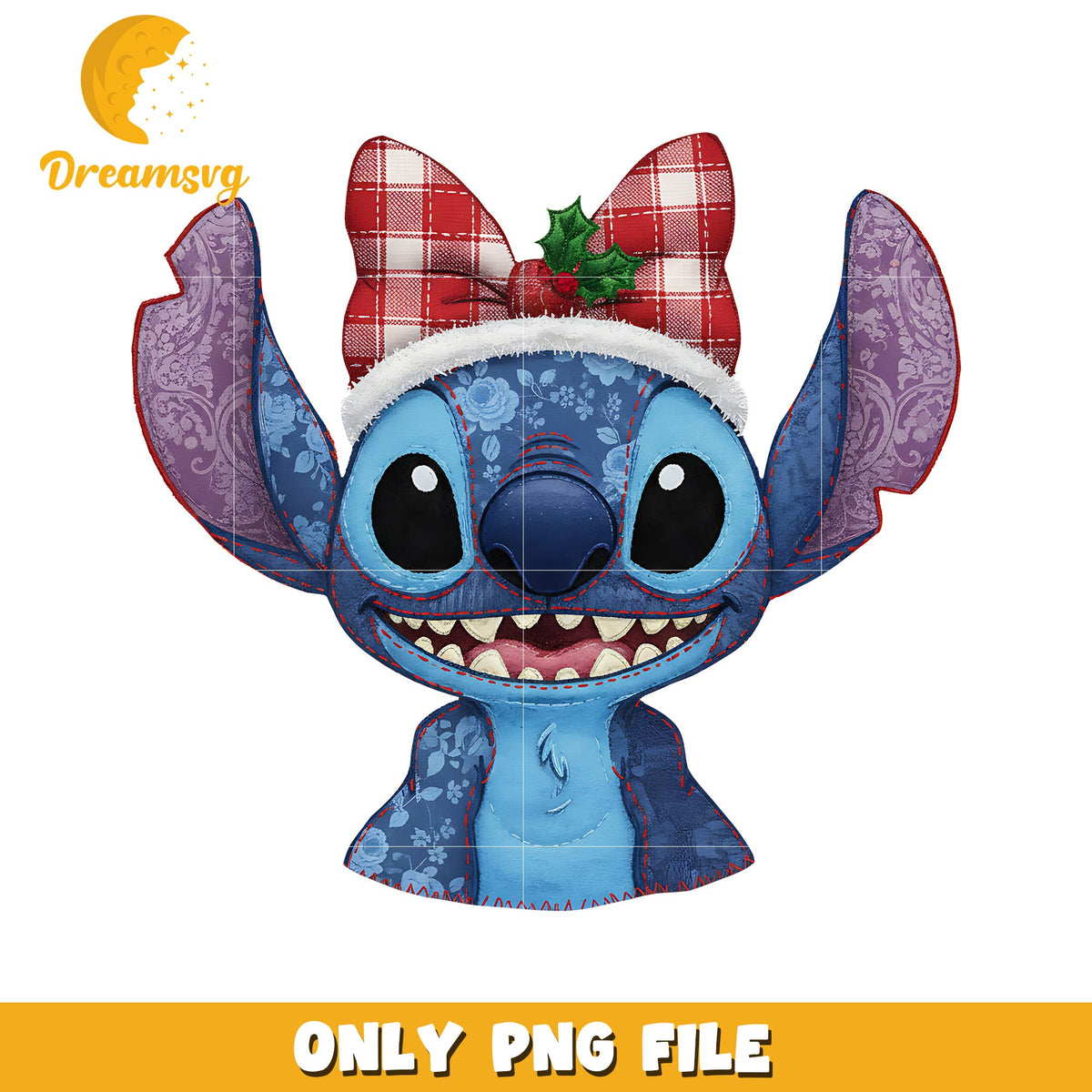 Stitch bowtie design png, christmas gifts png, grinchy png