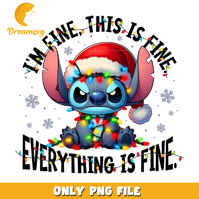 Stitch christmas i'm fine this is fine everything is fine png, stitch png