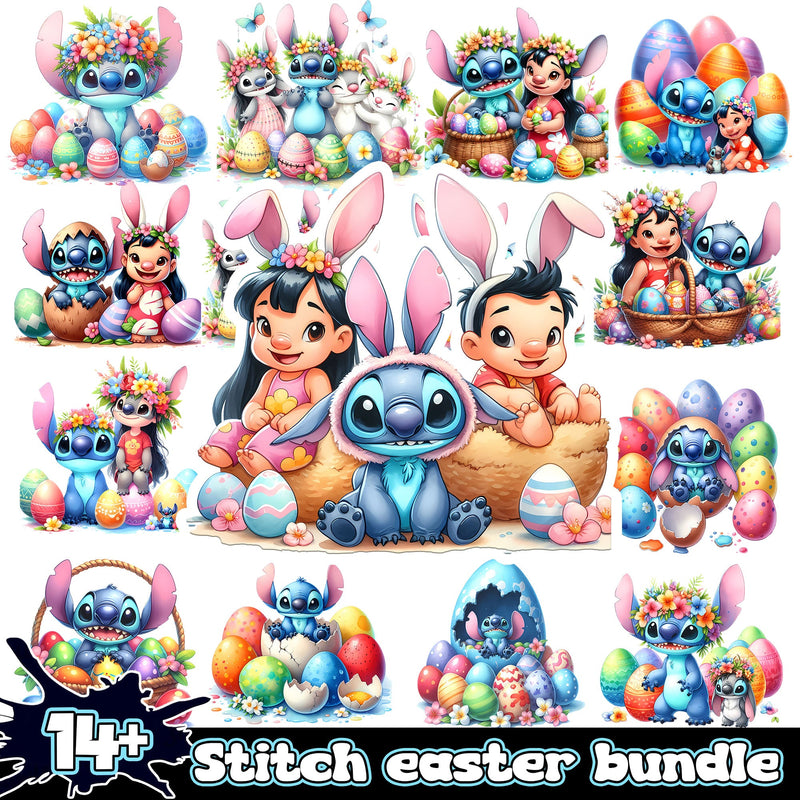 Stitch easter cartoon png bundle