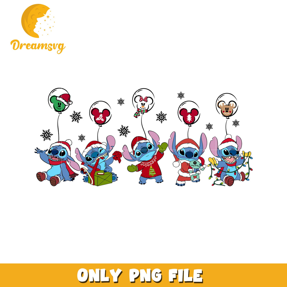 Stitch funny png, festive disney png, winter wonderland png
