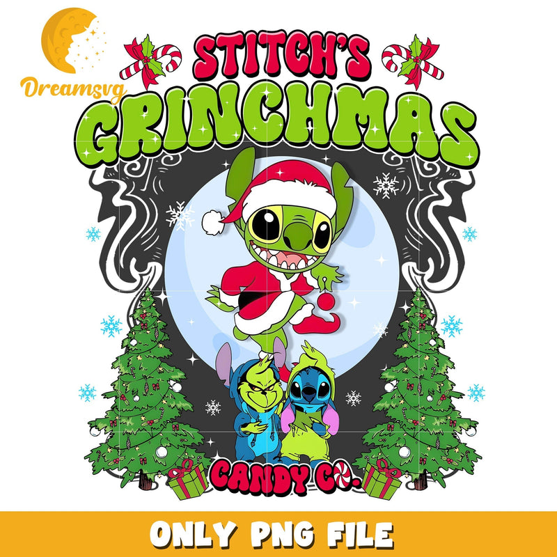 Stitch grinch christmas candy co png, stitch christmas png