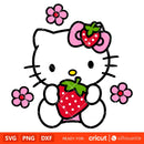 Strawberry Hello Kitty Svg, Sanrio Svg, Hello Kitty Svg, Kawaii Svg, Cricut, Silhouette Vector Cut File