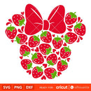 Strawberry Minnie Mouse Svg, Fruits Svg, Summer Svg, Disney Svg, Cricut, Silhouette Vector Cut File