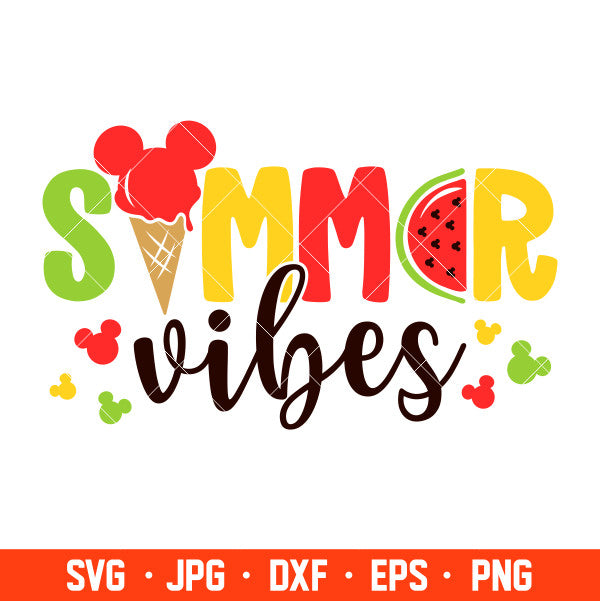 Summer Vibes mickey Svg, Vacay Mode Svg, Watermelon Svg, Summer Svg, Cricut, Silhouette Vector Cut File