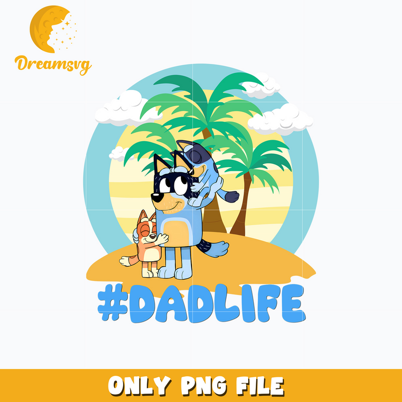 Bluey bandit summer dad life cartoon png