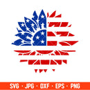 Sunflower American Flag Svg, 4th of July Svg, Patriotic Svg, Independence Day Svg, USA Svg, Cricut, Silhouette Vector Cut File