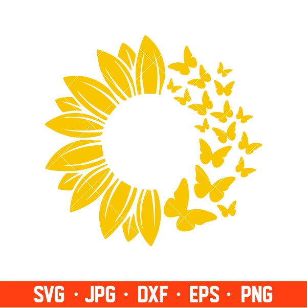 Sunflower Coffee Starbucks Svg, Summer Svg, Butterfly Svg, Cricut, Silhouette Vector Cut File