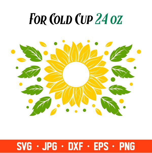 Sunflower Full Wrap Svg, Starbucks Svg, Coffee Ring Svg, Cold Cup Svg, Cricut, Silhouette Vector Cut File