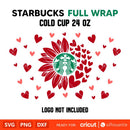 Sunflower Hearts Full Wrap Svg, Starbucks Svg, Coffee Ring Svg, Cold Cup Svg, Cricut, Silhouette Vector Cut File