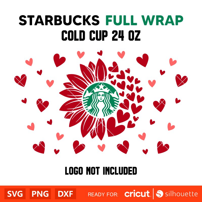 Sunflower Hearts Full Wrap Svg, Starbucks Svg, Coffee Ring Svg, Cold Cup Svg, Cricut, Silhouette Vector Cut File