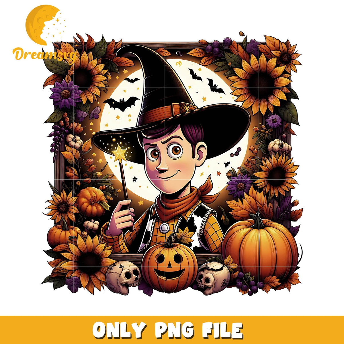 Sunflower Woody halloween png, Disney halloween movie png
