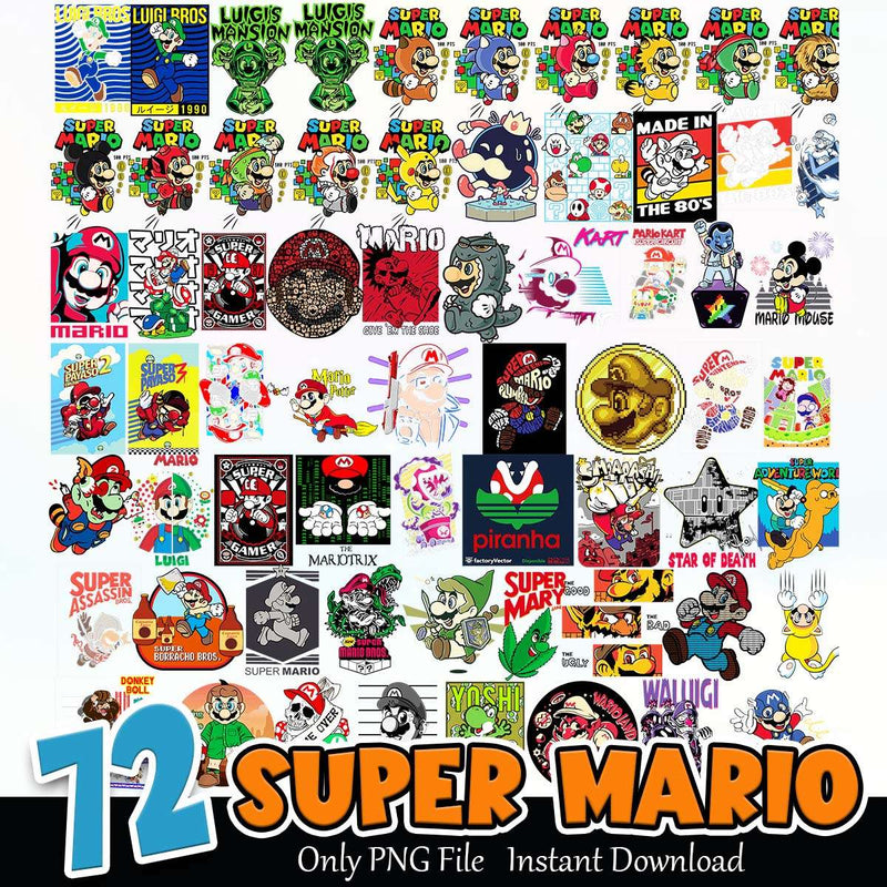 Super Mario PNG Bundle Sublimation Instant Download