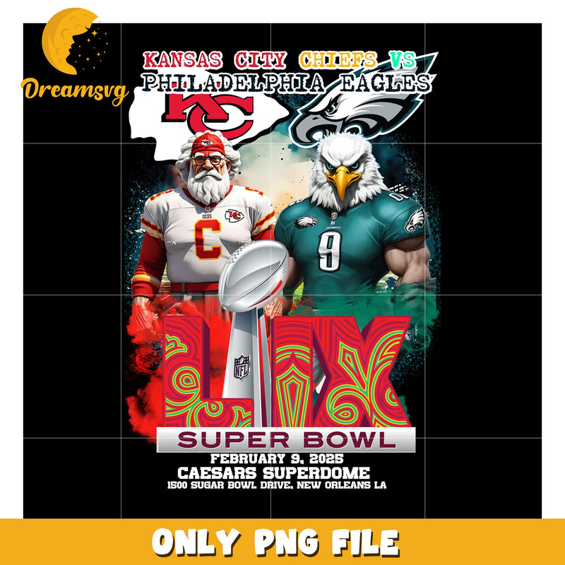 Super Bowl 2025 Chiefs vs Eagles PNG Art File