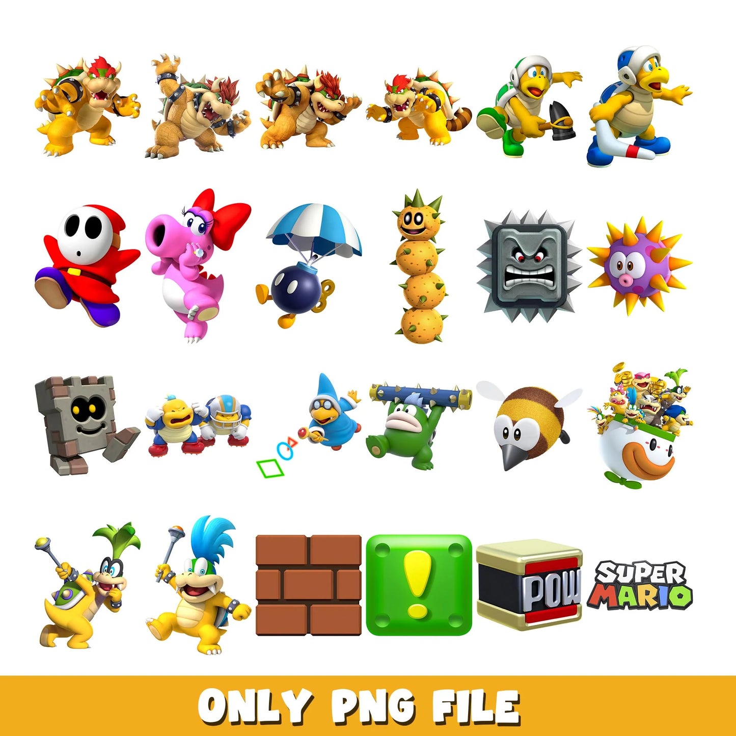 Super Mario SVG Bundle, Mario Birthday SVG, Super Mario Alphabet SVG, Mario Bros Clipart PNG Vector Files