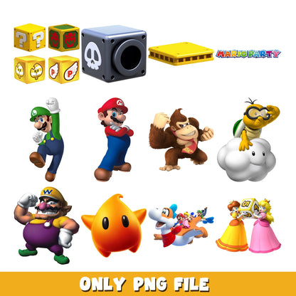 Super Mario SVG Bundle, Mario Birthday SVG, Super Mario Alphabet SVG, Mario Bros Clipart PNG Vector Files