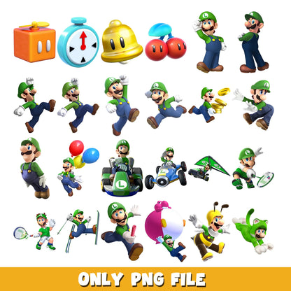 Super Mario SVG Bundle, Mario Birthday SVG, Super Mario Alphabet SVG, Mario Bros Clipart PNG Vector Files