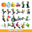 Super Mario brother character png, Super Mario bundle png, cartoon png