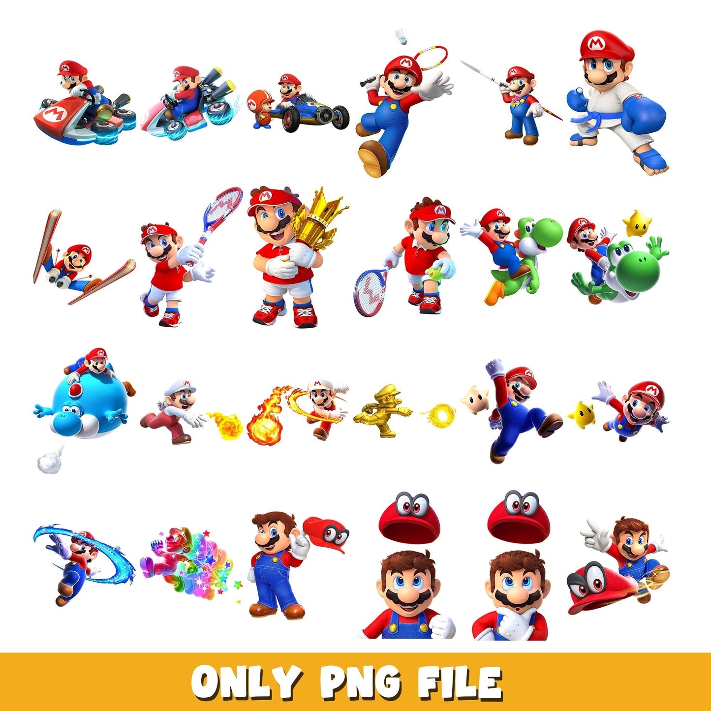 Super Mario cute brothers png, Super Mario bundle png, cartoon png