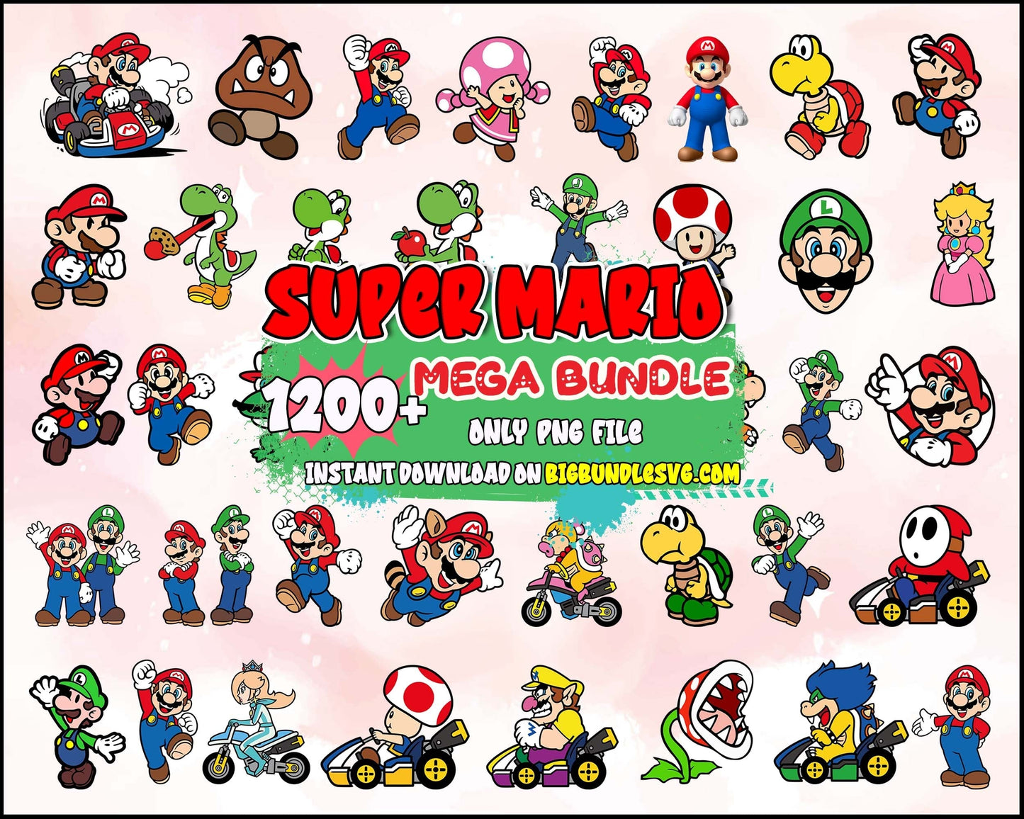 1200+ Super Mario svg,png,dxf,eps, Clipart bundle, Mega Files for cricut, Super Mario movie bundle