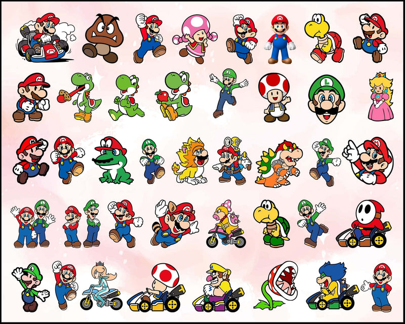 Mario Group Vector 1200+ Super Mario svg,png,dxf,eps, Clipart bundle, Mega Files for cric