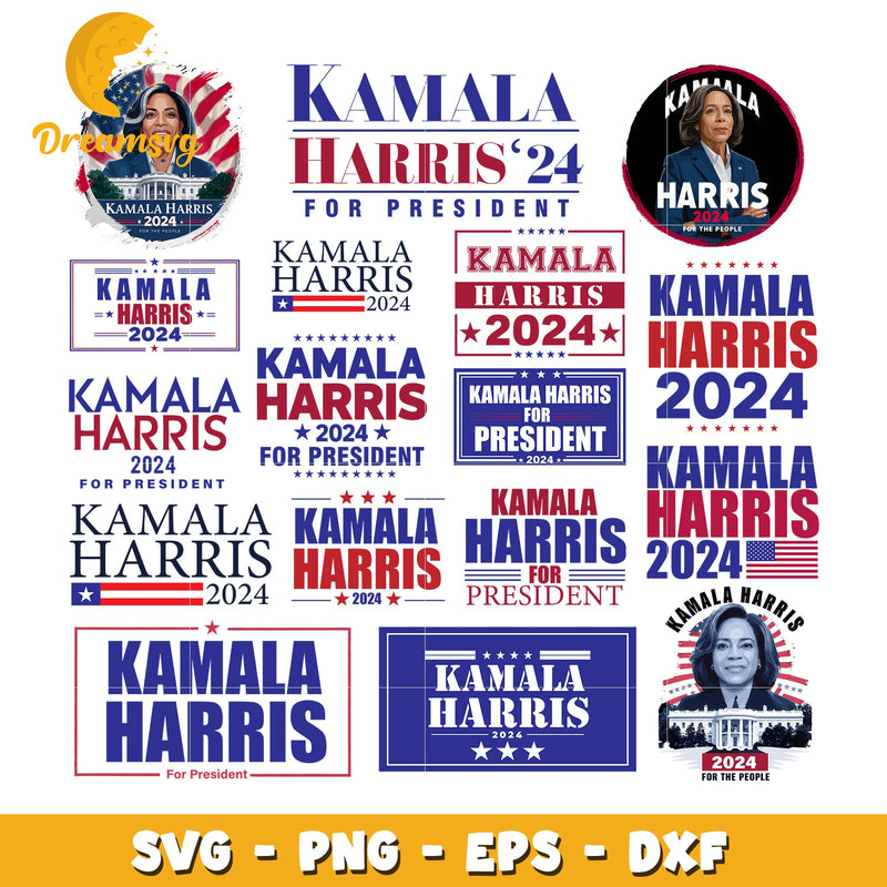 Kamala harris 2024 logo bundle svg, harris for president svg